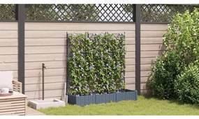 Jardineira de Jardim com Treliça 3 pcs Cinza Claro 120x40x125,5 cm