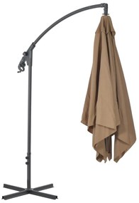 Guarda-sol cantilever com poste de aço cinzento-acastanhado