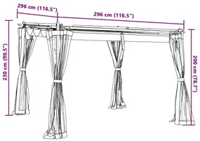 Gazebo com paredes de malha 3x3 m aço creme