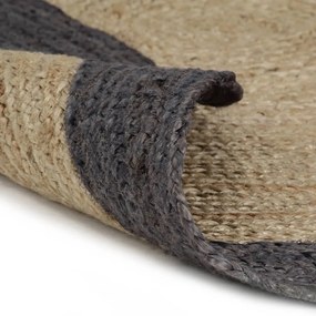 Tapete artesanal em juta com rebordo cinzento escuro 240 cm