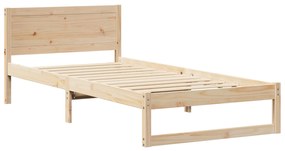 Estrutura de Cama Natural Madeira de Pinho Maciça Solteiro