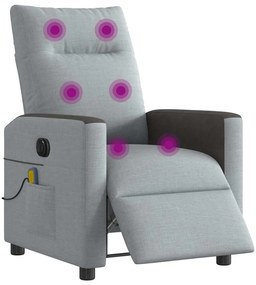 Poltrona de massagens reclinável elétrica tecido cinzento-claro