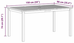 Conjunto de Jantar de Jardim 7 pcs Preto 150 x 90 x 74 cm