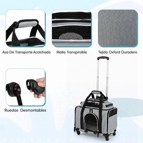 Transportadora para Animais de Estimação, 46 x 29 x 28 cm, 3 em 1, Cinzento
