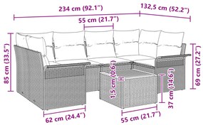 Conjunto de Sofás de Jardim vidaXL com Almofadas Pretas de Rattan Poli