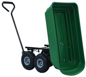 Carrinho de mão basculante para jardim 300 kg 75 L verde