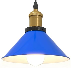Candeeiro suspenso regulável altura E27 azul escuro Ø22cm