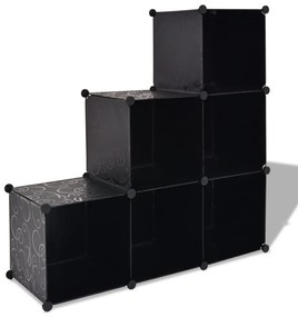 Cubos de arrumação com 6 compartimentos preto