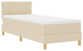 Cama Box Spring com Colchão &amp; LED Creme 80x200 cm Tecido