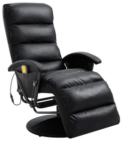 vidaXL Cadeira de massagens reclinável em couro artificial preto