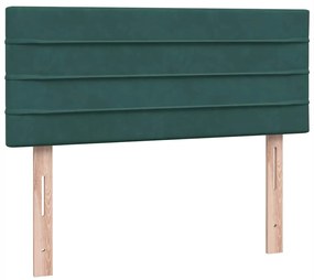 Cama boxspring com colchão 120x210 cm veludo verde-escuro