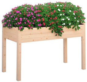 Outsunny Horta Elevada de Madeira com Tecido não Tecido e 4 Orifícios de Drenagem para Cultivo 122,5x56,5x76cm Madeira | Aosom Portugal