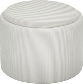 HOMCOM Puff de armazenamento com compartimento, redondo, apoio para os pés, tecido cotelê, MDF, Creme branco | Aosom Portugal