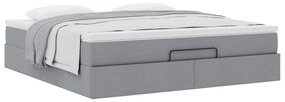 Estrutura cama otomana colchão 160x200 cm tecido cinzento claro