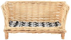 Cesto para cães com almofadão 50x33x30 cm salgueiro genuíno