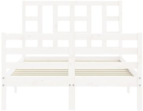 Estrutura de cama de casal c/ cabeceira madeira maciça branco
