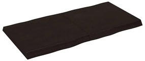 Tampo de mesa com bordas vivas maciço tratado castanho-escuro