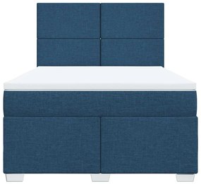 Cama com molas/colchão 140x190 cm tecido azul