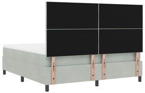 Cama Box Spring vidaXL com Colchão e Luz LED Cinza Claro 180x200 cm Ve