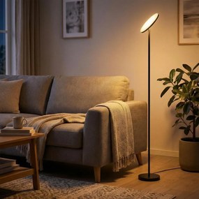 Candeeiro de pé 25 x 25 x 176 cm LED de 30 W, cabeça giratória, candeeiro de pé com comando à distância preto