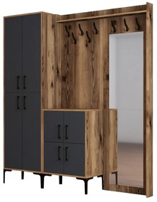 Cabideiro Berlin ABC – Nogueira e Antracite – 180x200x35 cm