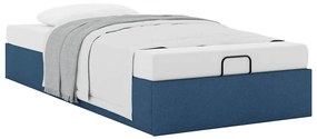 Estrutura de cama otomana sem colchão 100x200 cm tecido azul