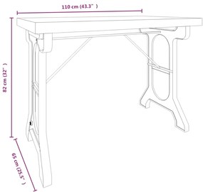 Mesa de jantar 110x65x82 cm madeira de abeto maciça e ferro