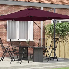 vidaXL Guarda-Sol Cantilever Roma Vermelho Bordeaux 352x251x260 cm em Alumínio