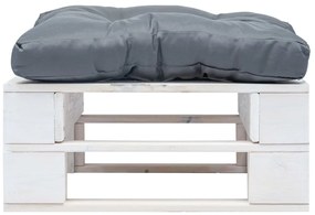 Otomano de paletes com almofadão cinzento madeira branco