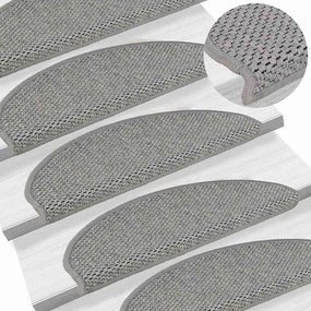 Tapetes escada adesivos aspeto sisal 30pcs 65x21x4 cm prateado