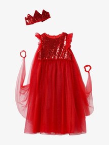 Agora -30%: Disfarce de princesa com véu e coroa vermelho