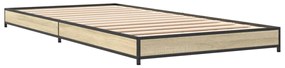 Estrutura de cama derivados de madeira e metal carvalho sonoma