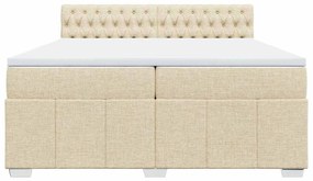 Cama com molas/colchão 200x200 cm tecido cor creme