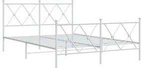 Estrutura de cama com cabeceira e pés 140x200 cm metal branco