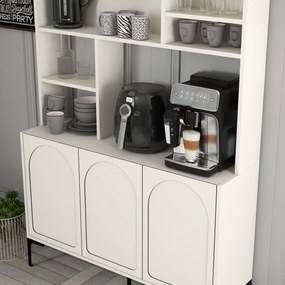 Armário Alto de Cozinha "Coffee" - 200x120x35 cm - Creme e Preto - Des