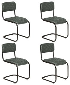 Cadeiras de jantar 4 pcs couro genuíno cinzento