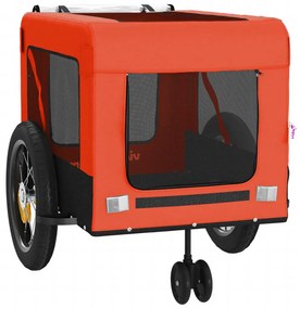 Reboque bicicleta p/ animais tecido oxford/ferro laranja/preto
