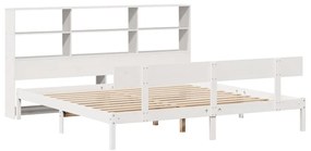 Cama com estante sem colchão 200x200 cm pinho maciço branco