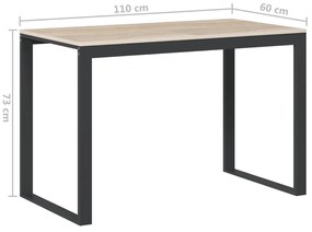 Secretária computador 110x60x73 cm contraplacado preto/carvalho