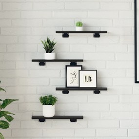 Prateleiras de Parede Carvalho Preto MDF 40 x 10 x 1.5 cm