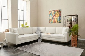 Sofá de Canto Berlin – Creme e Preto – 258 x 258 cm