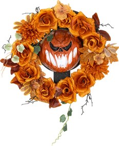 Outsunny Guirlanda de Halloween, Design de Abóbora Assustadora, Folhas de Outono, Efeitos de Luz, Plástico | Aosom Portugal