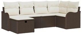 Conjunto de Sofá de Jardim vidaXL de 6 Peças com Almofadas Rattan Poli