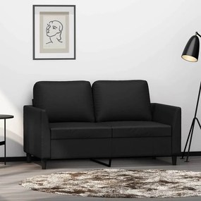 vidaXL Sofá de 2 lugares 120 cm couro artificial preto