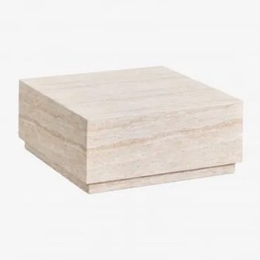 Mesa De Centro Para Jardim Quadrada 80x80 Cm Em Cimento Com Aparência De Travertino Imala Look Travertino - Sklum