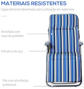 2 Espreguiçadeiras de Jardim Dobráveis Espreguiçadeiras de Aço com Alm