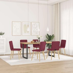 Cadeiras de jantar 6 pcs tecido vermelho-tinto