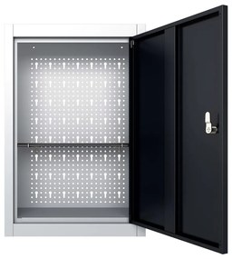 Armário ferramentas industrial de parede metal cinzento e preto