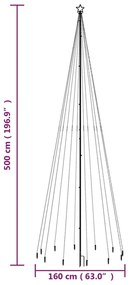 Árvore de Natal com espigão 732 luzes LED 500 cm branco frio