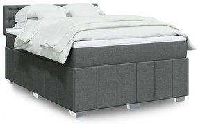 vidaXL Cama com molas/colchão 160x200 cm tecido cinzento-escuro
